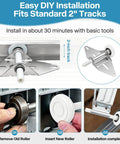 Garage Door Hardware Kit Replacement For 16x7 And 18x7 Doors With Premium White Nylon Rollers Heavy Duty 14 GA Hinges Top And Bottom Brackets Lift Cables And Mounting Screws Ready To Install For Residential Use, 2-inch track install