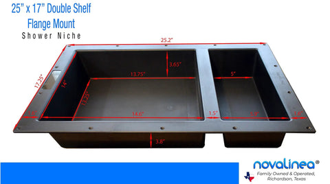 Large Double Shower Niche Recessed Storage Ready To Tile 25In X 17In X 3.75In Dual Shelves Built In Keeps Shampoo Soap And Razors