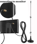 Longer Stronger 7dB Power Cable With 13.5 Ft Extension Cable For Wireless Gear Monitors And Backup Cam Interference Reduction And Extra Range Black Pro connected to monitor