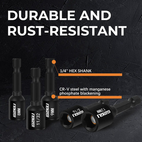 17 Piece Magnetic Nut Driver Set for SAE and Metric, Premium Impact Hex Nut Driver Drill Bit Master Kit with Cr V Steel