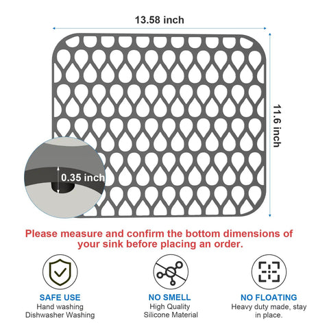 2 Pack Silicone Sink Mats Dope Non Slip Foldable Grids For Kitchen Sinks, Heat Resistant Food Grade with dimensions 13.58 x 11.6 in