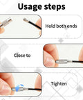 Twenty Pcs Stainless Steel Wire Keychain Cables With 1.5mm Core And 6 Inch Large Key Rings shown in usage steps, black and silver.