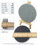 Grab This Awesome Pack Of 12 Four Inch Sponge Foam Sanding Discs With Hook And Loop For Precision Car Paint Buffing, Polishing And Grinding At P500 To P600 Grit Level, showing two sanding discs and measurement.