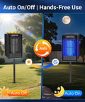 Outdoor Solar Mosquito Zapper With Ground Bracket And Hook For Quick Setup Cordless Waterproof Fly Killer With Illuminated Light
