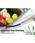 Genuine Utility Sink Faucet Featuring A Breezy Pull Out Sprayer Finished In Brushed Nickel with 67-inch Kink-free TPV Hose.