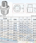 Dnkoua 2-pack 316 stainless steel reducing hex nipples, 3/4 in to 1/2 in NPT male fittings for plumbing