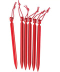 Groundhog Tent Stake Kit 6 Pack Mini Six Inch Red Lightweight Stakes For Camping And Backpacking With Three Sided Y Beam