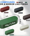 5 compounds from 8 Inch S Shape Airway Buffing Wheel Kit For Metal Polishing with sizes and grit numbers