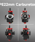 Front and side views of PE22 Carburetor Kit Fits Predator 212cc And 196cc OHV Engines Plus 110cc To 125cc Pit Dirt Bikes Go Karts ATVs