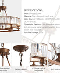 Product specifications of Six Light Vintage Round Crystal Chandelier With Farmhouse Wagon Wheel Vibe Flush Mount Ceiling Light For Dining Room Kitchen Island Or Living Space 26 Inch Diameter Rustic Glam