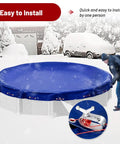150 Feet Pool Cover Cable And Winch Kit With Plastic Coated Steel Wire For Above Ground Pools, easy setup in winter snow scene.