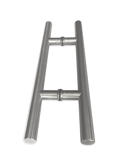 Double Sided Ladder Style Push Pull Door Handle 16 Inch Brushed Stainless Steel Finish Fits Steel Aluminum And Glass Doors Interior And Exterior Use Modern Contemporary Door Pulls Slick Grips front view