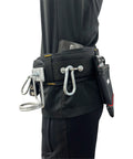 Beefy Heavy Duty Scaffold Tool Belt For Carpenters With Nail Bag And Three Pouches, Hammer Ratchet And Pliers Holders, Four Gear Hooks