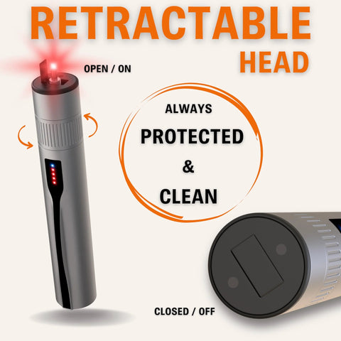 Sysotek visual fault locator fiber optic pen with retractable head, silver body, red laser, case and LC adapter