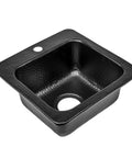 15 Inch Baxter Drop In Small Bar Sink with hand hammered matte black aluminum finish faucet hole ready for wet kitchens