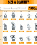 Solid Alloy Grease Nipple Fitting Kit 100 Pieces Sae And Metric Assortment M6 M8 M10 With 1/4 And 1/8 Inch Zinc Plated Rust Proof Seal For Heavy Duty Car Truck Maintenance And Auto Repair Jobs size chart