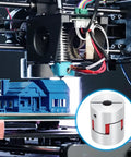 3D printer with a model house and an Aluminum Shaft Coupling 8mm To 8mm Flexible Spider Coupler L35mm By D30mm for motion control