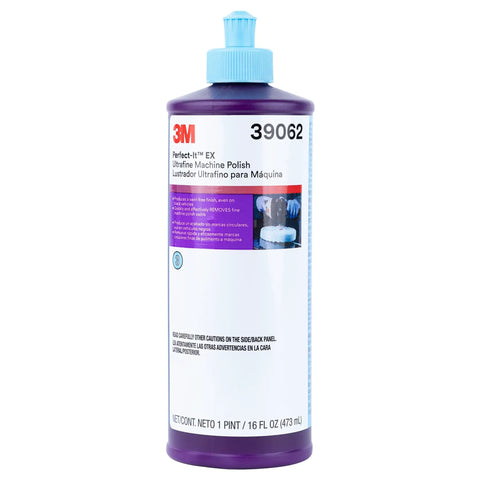 3M Perfect-It EX Ultrafine Machine Polish bottle, 16 fl oz, part of Showroom Grade Car Polishing Kit with Rubbing Compound Machine Polish Ultrafine Polish Buffing Compound and Kangaroobands Microfiber Cloth For A Slick Scratch Free Finish Complete EX Repair And Paint Finishing System