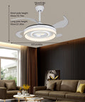 Pwefhsdjvh Ceiling Fan with LED Light 6-Speed Remote Control in living room, 42in diameter, modern design with adjustable height.