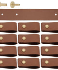 12 Pack Brown Leather Drawer Pulls With Single Hole Mount For Kitchen Cabinets Drawers Dresser Cupboard Closet And Furniture Doors