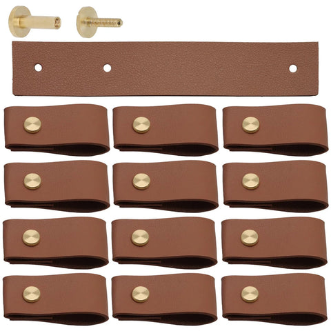 12 Pack Brown Leather Drawer Pulls With Single Hole Mount For Kitchen Cabinets Drawers Dresser Cupboard Closet And Furniture Doors