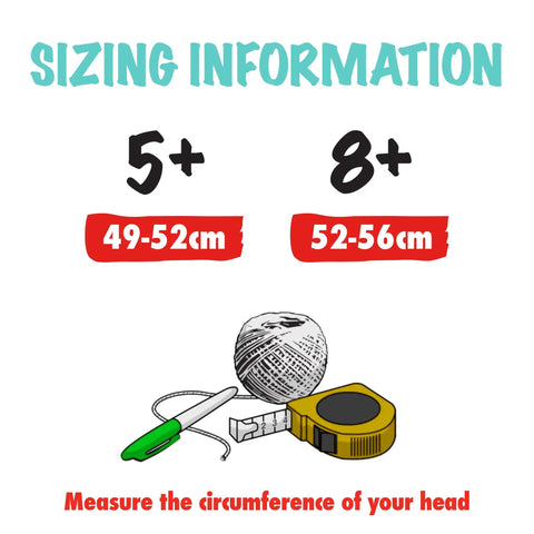 Sizing guide for Dry Erase Kids Helmet For Bike, Skate, Scooter And Inline Skating With Neon Markers And Stencil Kit, 49-56cm