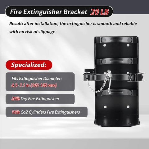 Heavy Duty 20 Lb Fire Extinguisher Bracket Wall Mount Holder For 20 Lb Dry Chemical And 10 Lb CO2 Extinguishers, Steel ST12