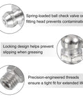 Nickel-Plated Steel Grease Fitting Set 18 Pcs Straight And Angled Nipples With 5/16-24 Thread Includes spring-loaded check valve