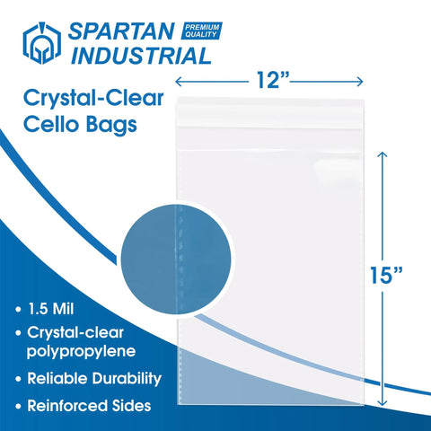 12 By 15 Inch Self Sealing Cellophane Bags 100 Count Crystal Clear Poly Packaging For Clothes, Prints, Photos And Documents