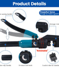 Custom Cable Railing Crimping Tool Hydraulic Crimper For One Eighth Inch Stainless Steel Cable Railing Kit Swaging Tool Beefy Pro Grade Yet Easy To Use For Quick Solid Crimps On Deck Railing Installations CR09 with highlighted features, including labor-saving handle and oil return knob.