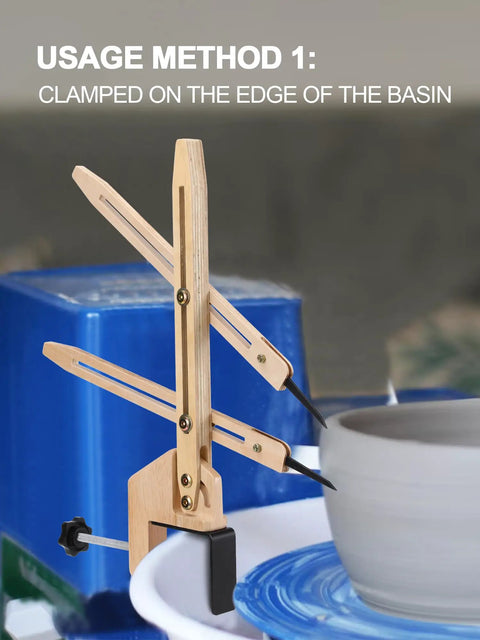 Knockout Heavy Duty Pottery Throwing Gauge And Compact Wooden Clip On Clay Measuring Stick With Hella Secure Anti Slip Base For Artists Making Smooth Repeat Forms On Wheel Or Machine