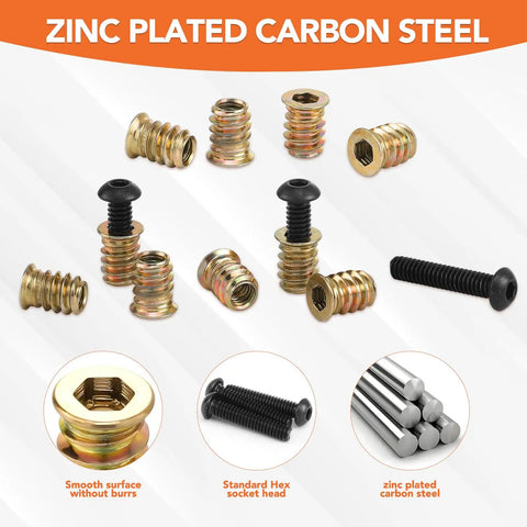 120 Pack 1/4-20 Threaded Inserts For Wood Kit With Hex Wrench Heavy Duty Metal T Nuts That Give A Rock Solid Hold With No Sweat Setup For Furniture Assembly Or Any Tough Diy Build You Are Running