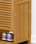 Spacious Six Tier Freestanding Shoe Cabinet Boasting Four Doors And A Nifty Drawer To Stow Away Your Best Kickers In Style showing storage for shoes.