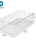 No Sweat Big League Heavy Duty Clear Stackable Extra Long Plastic Storage Bin For Nifty Pantry Setup and Smooth Cabinet Shelving, 16x8x5 in.