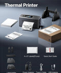 Upgraded Touch Screen Thermal Label Printer For Small Biz, 4x6 Wireless Shipping Label Printer, accessories shown