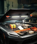 Cordless Mechanic Work Bar With Magnetic Base, 1450 Lumens Ultra Bright LED Underhood Light installed on car hood