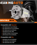 2 Pack Front Or Rear Wheel Bearing And Hub Assembly For Hyundai And Kia 2017 Through 2023 Elantra Forte Kona Ioniq Niro Seltos And Veloster With ABS 5 Lug 513420 Durable Precision Fit For Your Ride shown with compatible models chart