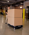 Heavy Duty Electric Scissor Lift Table 59 Inch Height Warehouse Workhorse No Stress Platform Cart moving boxes indoors