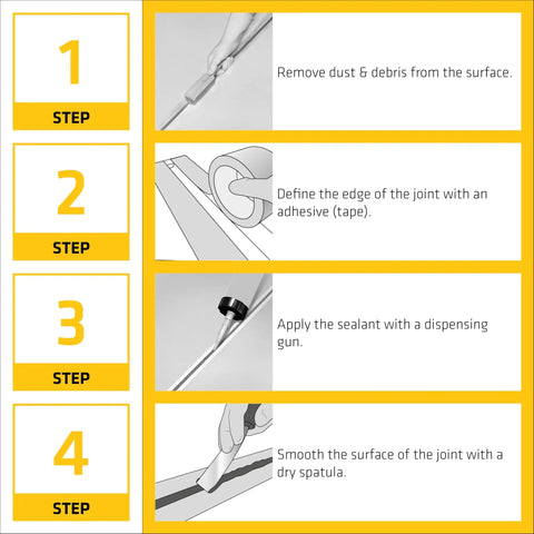 Heavy Duty Polyurethane Joint Sealant In Limestone Slides Straight Onto Green And Damp Concrete step-by-step application instructions