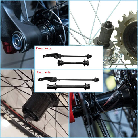 Quick Release Bicycle Axle Kit For Mountain Bikes Front And Rear Hollow Hubs With Steel Axles Black Quick Release Shafts 4 Piece Set