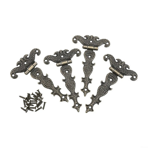 Antique Zinc Alloy T Hinges For Wooden Boxes And Cabinets Bronze Finish 69x113 mm 4 Pieces With 20 Screws Rustic Vintage Hardware