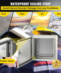 Rugged 12 By 12 By 6 Inch Steel Electrical Enclosure NEMA 4X IP66 Weatherproof Junction Box For Outdoor And Indoor Use With Mounting Plate Heavy Duty Box with rubber seal and backplate