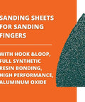 Pro-Level Finger Sanding Sheets 60 Grit Abrasive Paper 20 Pack for Woodworking Metal and Plastic showing hook and loop design.