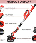 Drywall Sander With Vacuum System, 800W Electric Sander With 7 Variable Speeds 800-1750 RPM, LED Work Light and Extendable Handle