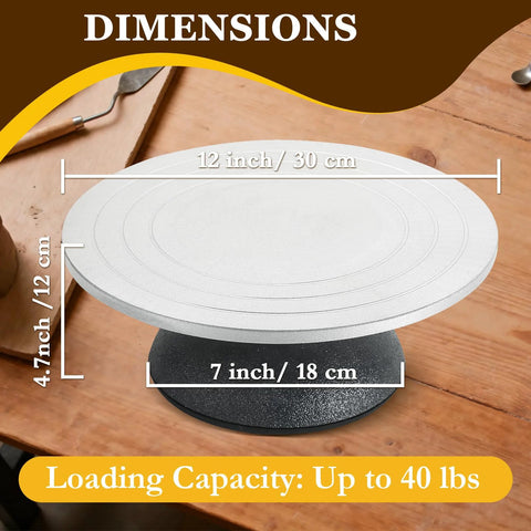 12-inch diameter pottery sculpting wheel on a black cast-iron base with a gray turntable