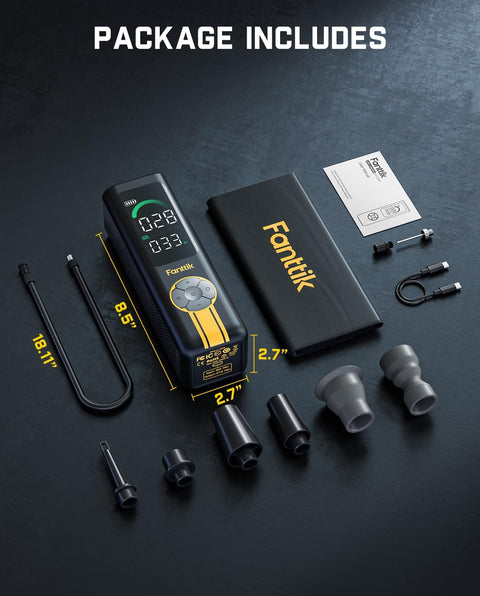 2 In 1 Cordless Tire Inflator And Air Blower Portable Air Compressor With Light And Power Bank 150 PSI package contents