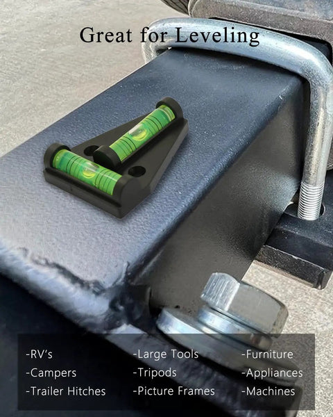 4 Pack Magnetic T Type RV Levelers With Bubble Level For Campers Travel Trailers And Motorhomes on metal surface