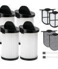 Hassle Free 4 Pack Pre Motor Replacement Filters And Exhaust Filters With Brushes compatible with Eyevac Neovac vacuum.