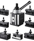 8-Piece Quick Change Tool Post Set for 10 to 15 inch lathes, includes tool holders and turning tool accessories