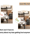 Image showing Easy Peasy Bed Frame Toe Protectors Spiral Foam Leg Covers in use, preventing toe injuries under a bed.